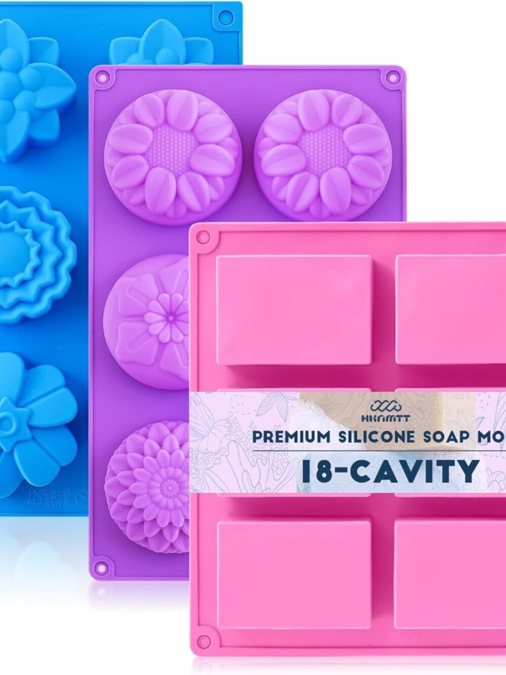3Pcs Soap Molds 6-Cavity Multi-Design Silicone Mold for DIY Craft